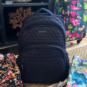 Vera Bradley Quilted Navy Blue Backpack Bookbag new no tag